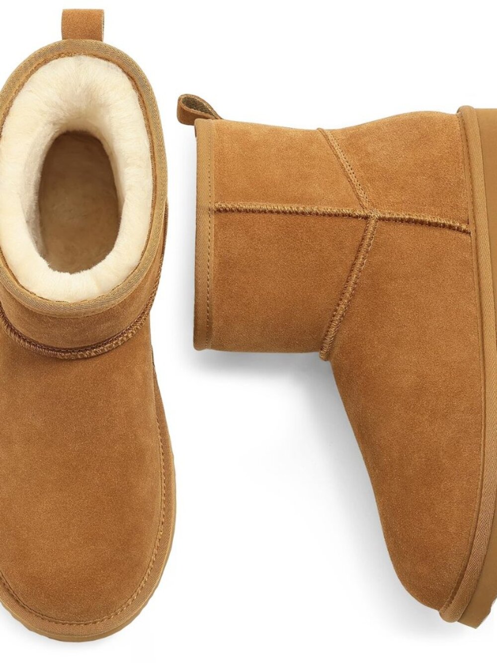 Genuine Suede Mini Boots for Women with Warm Comfort Fur Lining
